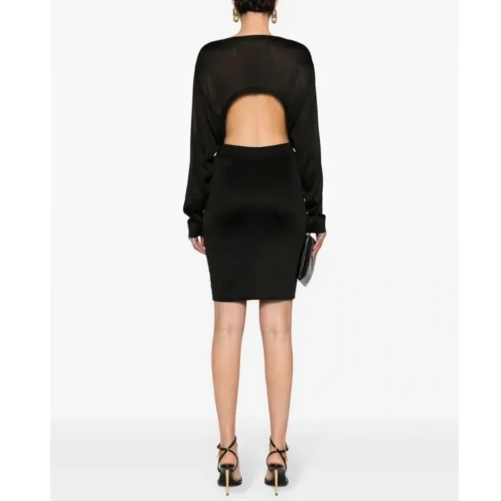 Saint Laurent Open-Back Knit Dress Boat Neck Pencil Skirt size large - Picture 5 of 16